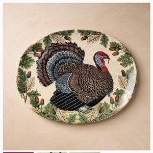 19"X1 4" Turkey with Acorn Stoneware Oval Serving
Platter - John Derian NEW